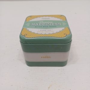 Fossil Tin Book. Storage tin. Fossil